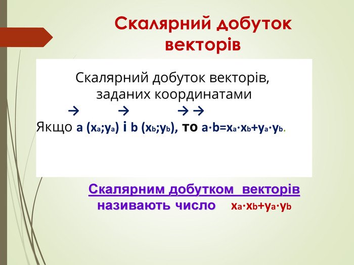 скалярний добуток векторів